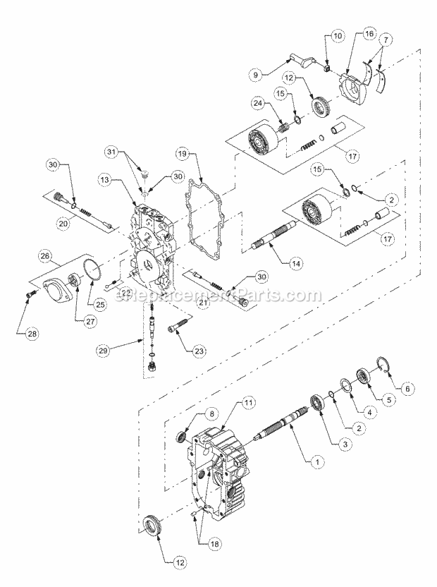 Hydrostatic Pump Diagram and Parts List for LT2138 13A-214F710 Cub Cadet Lawn Tractor